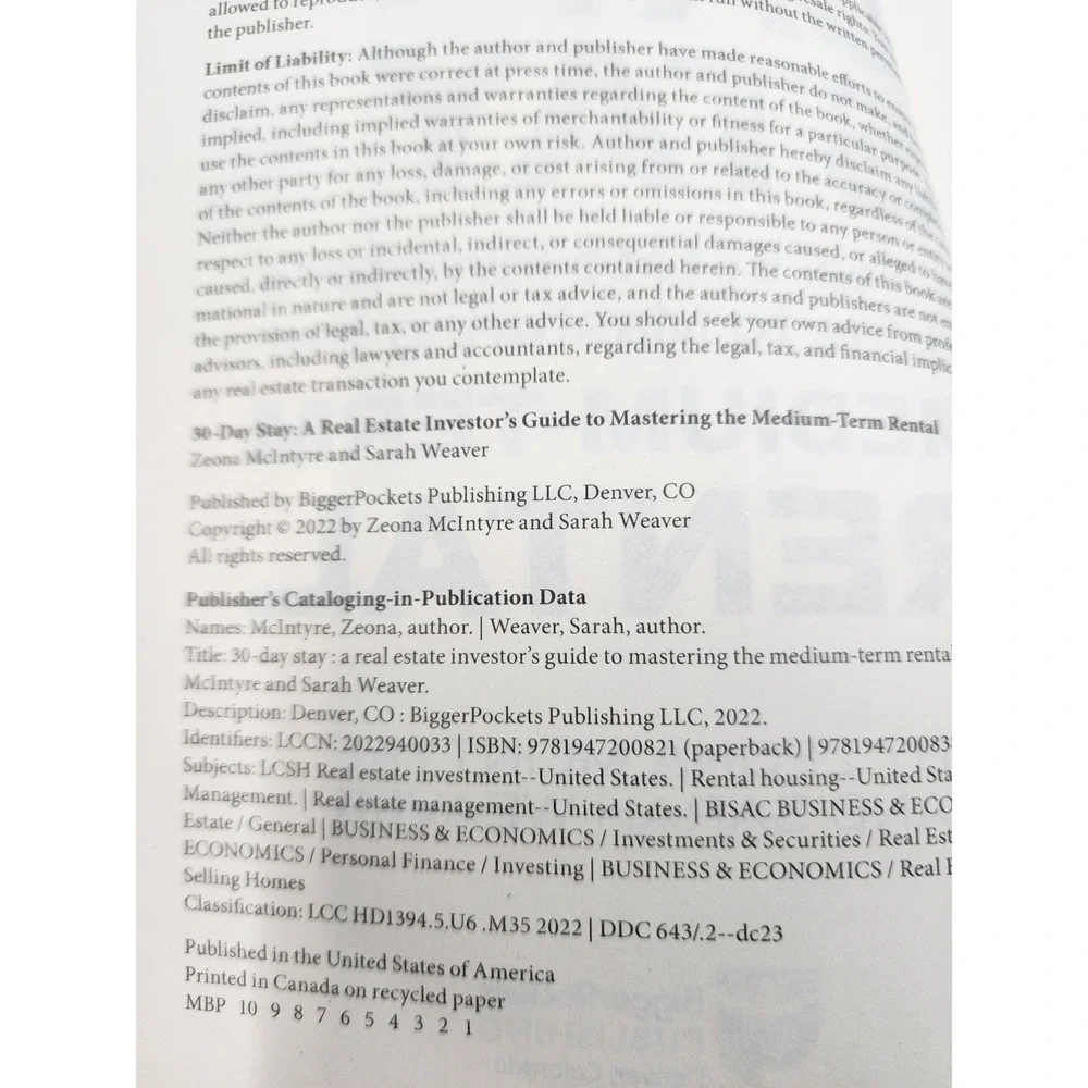 30-Day Stay Real Estate Investor Guide Medium-Term Rental McIntyre Weaver Book